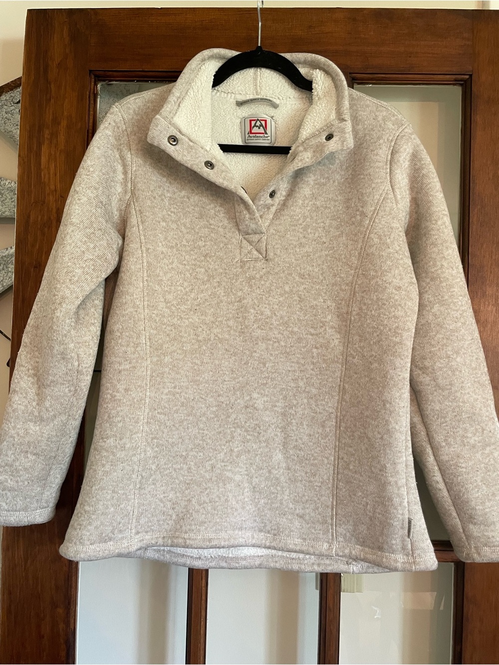 Avalanche Cream Snap-Button Sherpa-Lined Turtleneck Pullover